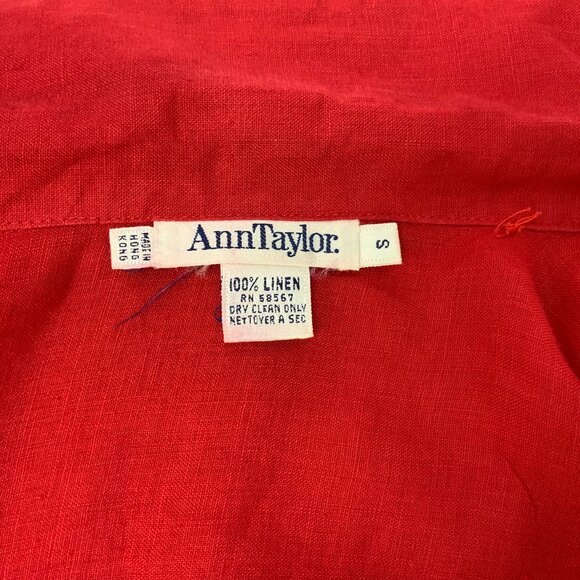 Vintage 90s Ann Taylor 100% Linen Red Button Up Shirt Small - Picture 8 of 16